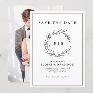 Minimalistische zwart-wit foto moderne bruiloft save the date