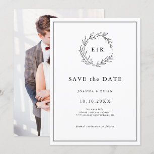Minimalistische zwart-wit foto moderne bruiloft save the date