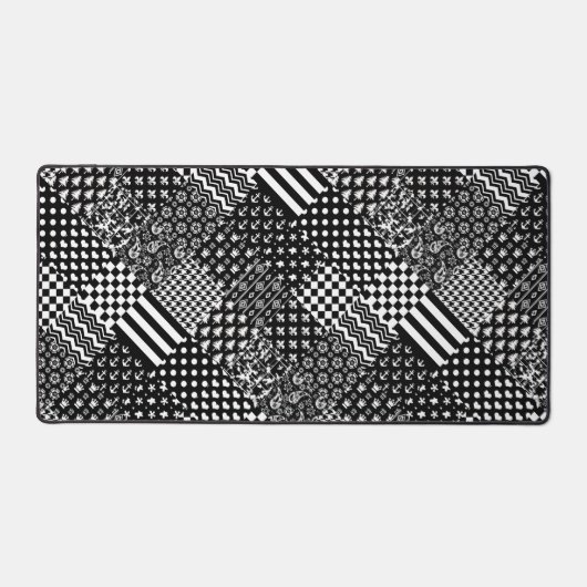 Minimalistische zwart-wit gemengde patroon stijl bureaumat (Voorkant)