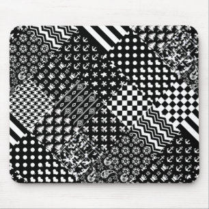 Minimalistische zwart-wit gemengde patroon stijl muismat