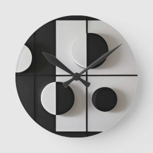Minimalistische zwart-wit geometrische abstracte k ronde klok
