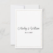 Minimalistische zwart wit goud streepjeslijn RSVP (Achterkant)