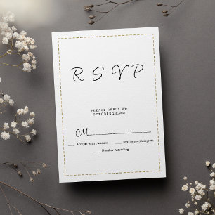 Minimalistische zwart wit goud streepjeslijn RSVP Kaartje