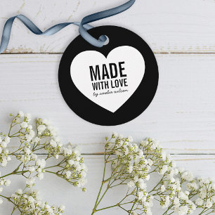Minimalistische Zwart & Wit Hart Met Liefde Labels