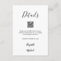 Minimalistische Zwart & Wit Huwelijksdetails QR-co