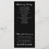 Minimalistische zwart-wit huwelijksprogramma's programma (Achterkant)