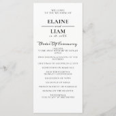 Minimalistische zwart-wit huwelijksprogramma's programma (Voorkant)