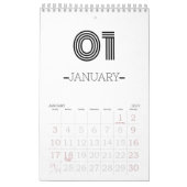 Minimalistische zwart-wit kalender (Jan 2027)
