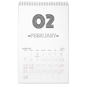 Minimalistische zwart-wit kalender (Feb 2027)
