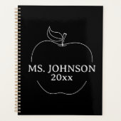 Minimalistische zwart-wit lerarenappel planner (Voorkant)