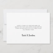 Minimalistische zwart-wit moderne bruiloft bedankkaart (Achterkant)