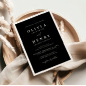 Minimalistische zwart-wit moderne bruiloft QR-code Kaart