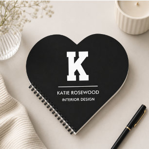 Minimalistische zwart-wit moderne monogram hoes notitieboek
