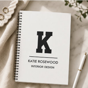 Minimalistische zwart-wit moderne monogram hoes notitieboek
