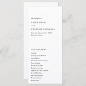 Minimalistische Zwart-Wit Moderne Trouwdag Programma (Voorkant / Achterkant)