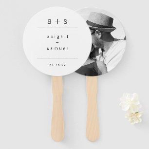 Minimalistische zwart-wit monogram foto trouw handwaaier