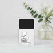 Minimalistische Zwart Wit Plain Modern Professiona Visitekaartje (Staand voorkant)