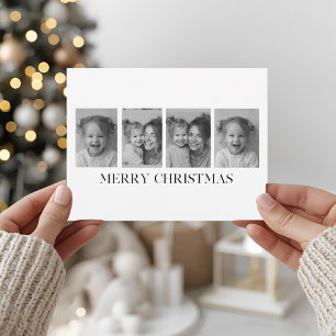 Minimalistische Zwart-Wit Prettig Kerstmis Foto Feestdagenkaart