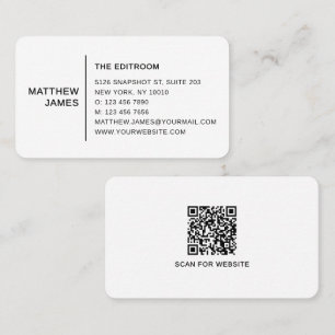 Minimalistische Zwart-Wit QR-code Eenvoudig Modern Visitekaartje
