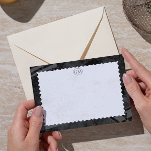Minimalistische Zwart&Wit Rand Monogram Notitiekaa Notitiekaartje
