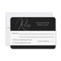 Minimalistische Zwart&Wit RSVP Kaart