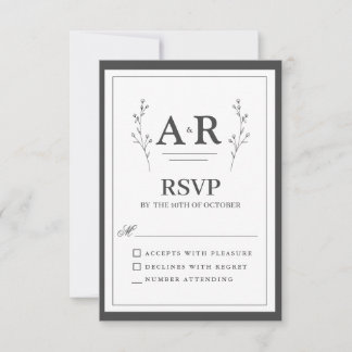 Minimalistische Zwart & Wit RSVP Kaartje