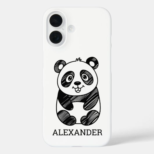Minimalistische zwart-wit Schattigee panda tekenin Case-Mate iPhone Case (Achterkant)