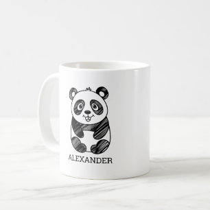 Minimalistische zwart-wit Schattigee panda tekenin Koffiemok