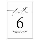 Minimalistische zwart wit script tafel nummer Kaar Kaart (Voorkant)