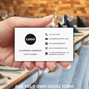 Minimalistische zwart-wit social media website Log Visitekaartje