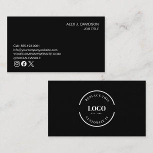 Minimalistische zwart-wit sociale iconen Custom lo Visitekaartje