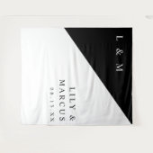 Minimalistische zwart-wit trouwfoto achtergrond wandkleed (Voorkant (horizontaal))