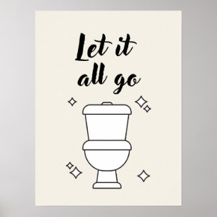 Minimalistische Zwart-Wit Wandkunst voor Toiletreg Poster