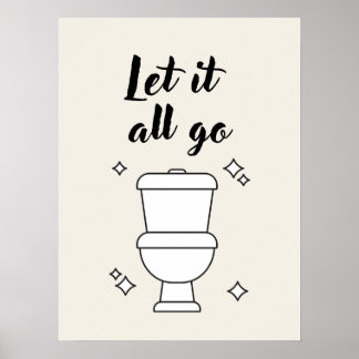 Minimalistische Zwart-Wit Wandkunst voor Toiletreg Poster