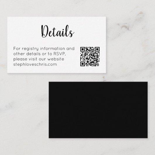 Minimalistische zwart-wit website QR-code Informatiekaartje (Voorkant / Achterkant)