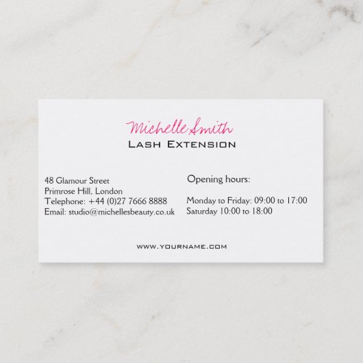 Minimalistische Zwart-Wit Wenkbrauw Bar Wimper Kun Visitekaartje (Achterkant)