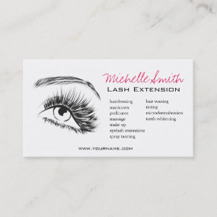Minimalistische Zwart-Wit Wimper Extensie Make-up Visitekaartje