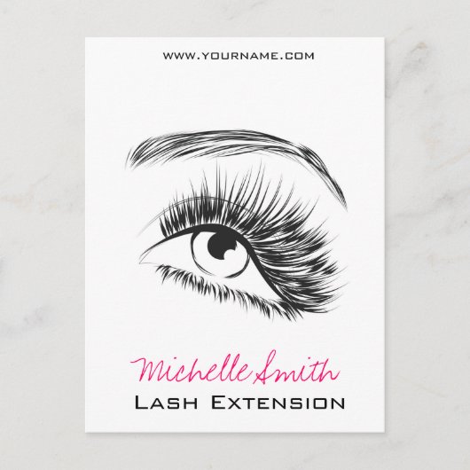 Minimalistische zwart-wit wimperextensie make-up briefkaart (Voorkant)