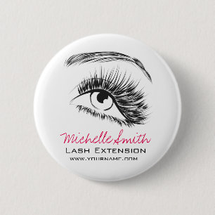 Minimalistische zwart-wit wimperextensie make-up ronde button 5,7 cm