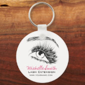 Minimalistische zwart-wit wimperextensie make-up sleutelhanger (Voorkant)