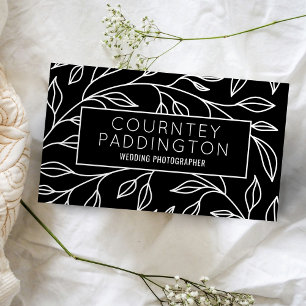 Minimalistische zwart-witte bloemen professionele visitekaartje