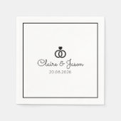 Minimalistische zwart witte bruiloft in elkaar gri servet (Voorkant)