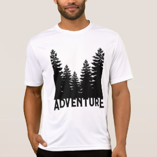 Minimalistische zwart-witte dennenboom Adventure T-shirt