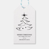 Minimalistische zwart-witte kerstboom cadeaulabel (Voorkant)