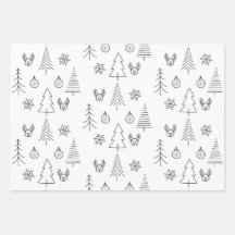Minimalistische zwart-witte kerstpijnboom