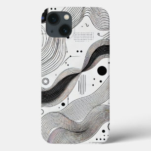 Minimalistische zwart witte lijn iPhone 13 Hoesje
