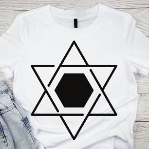 Minimalistische zwart-witte ster van David T-shirt