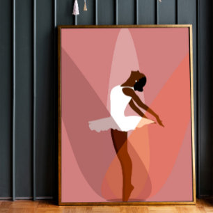 Minimalistische zwarte ballerina Afro-Amerikaanse  Poster