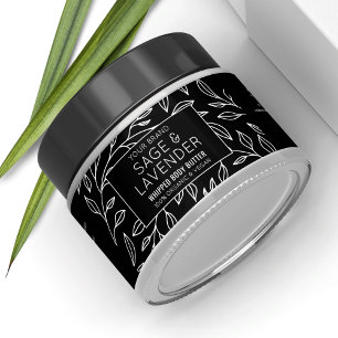 Minimalistische zwarte bloem cosmetische pot wrapp waterfles etiket