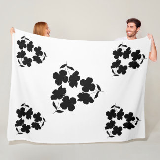 Minimalistische Zwarte Bloemen Patroon Deken